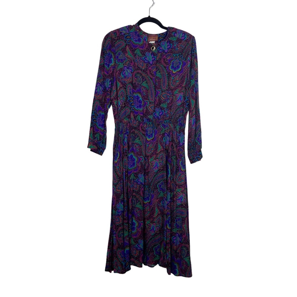 Worthington Dress Vintage Floral Popover Long Sleeve Secretary Midi